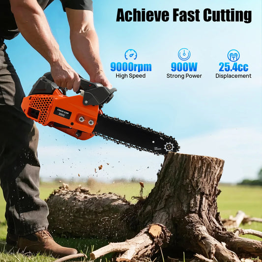 Bymaocar Gasoline Chainsaw 2 Stroke Engine 900W Heavy Duty