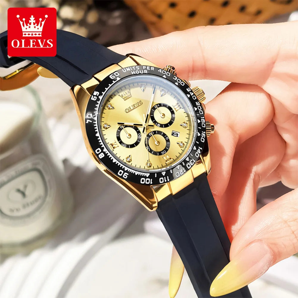 Olevs Women Quartz Chronograph Watch Silicone Waterproof