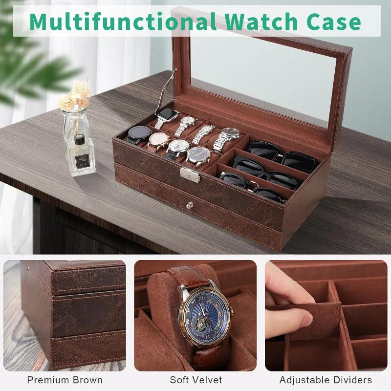 Hign-concerned 2 Tier Watch Case Jewelry Organizer Box