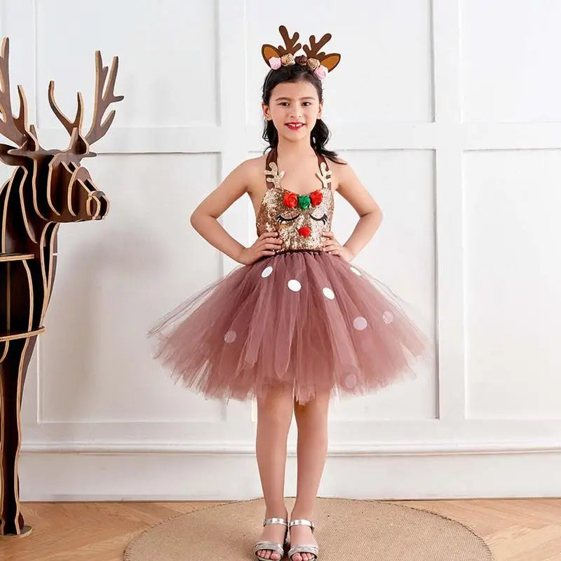 Darling Reindeer Christmas Costume For Girls Dress Gift