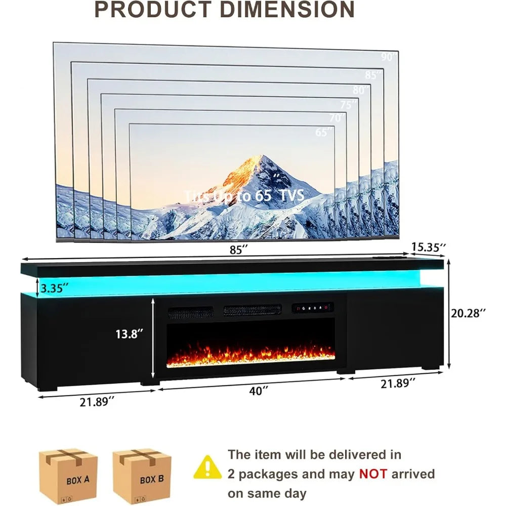 Color Modern Fireplace TV Stand With LED Lighting Ambient