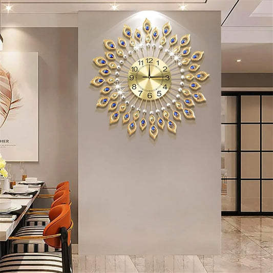 Hign Concerned Wall Clock Crystal Modern Silent Round Decor