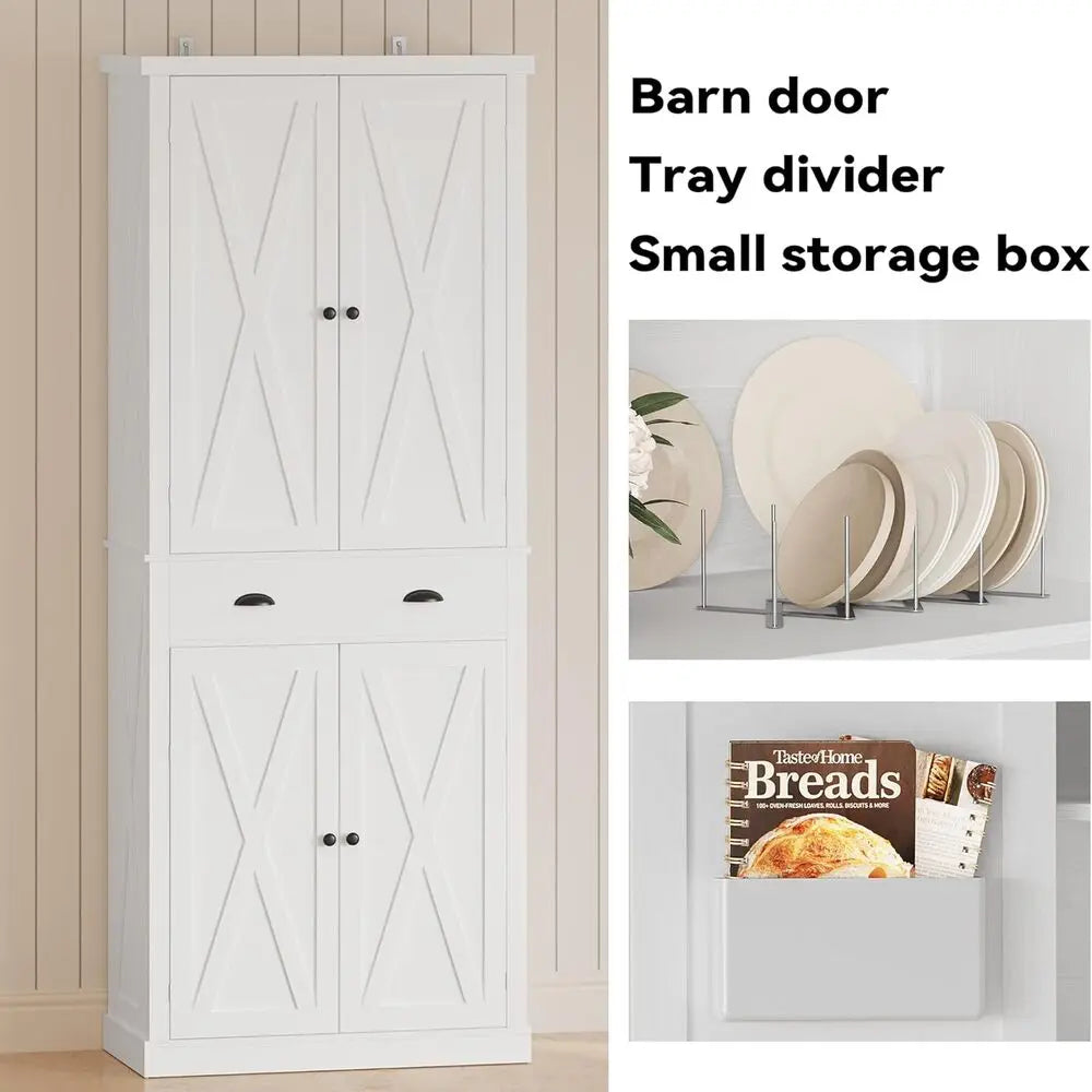 IRONCK Kitchen Pantry Storage Cabinet With Barn Doors