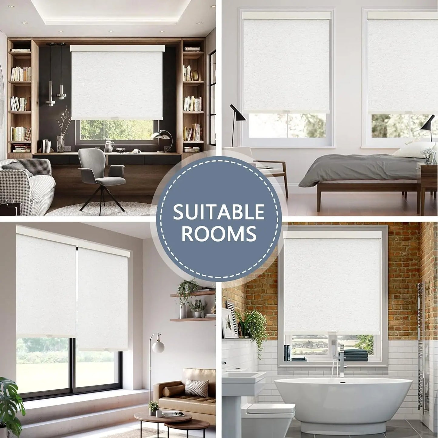 XMSJ Blackout Cordless Roller Shades For Home Windows