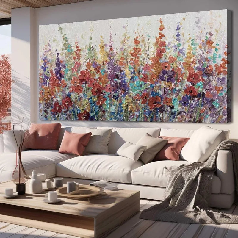 Hign-concerned Flower Textured Wall Art Bedroom Living Room