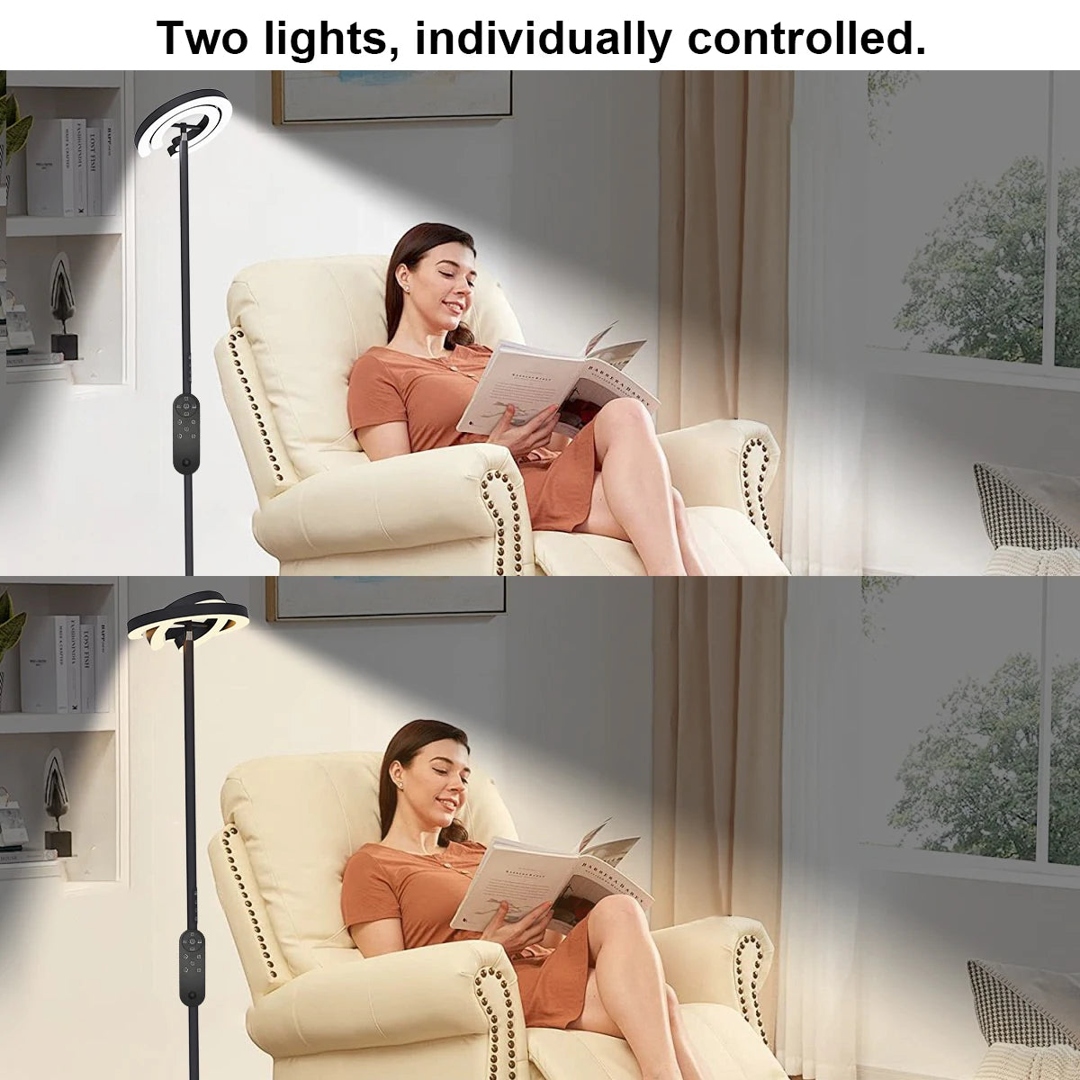 Aiopp Modern LED Floor Lamp With Rotatable Lights Remote