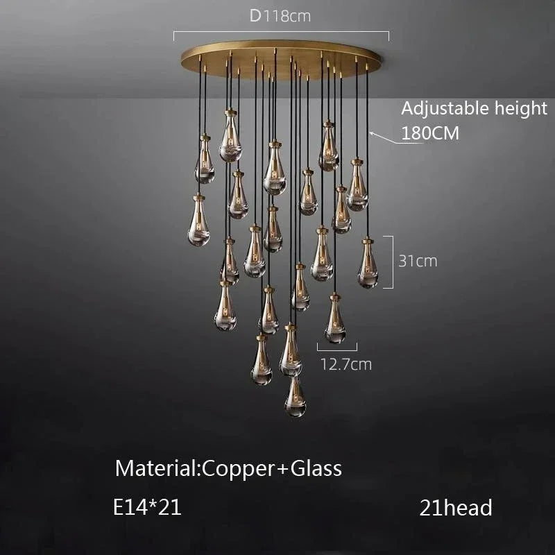 Modern E14 Crystal Vintage Water Droplet Pendant Chandelier