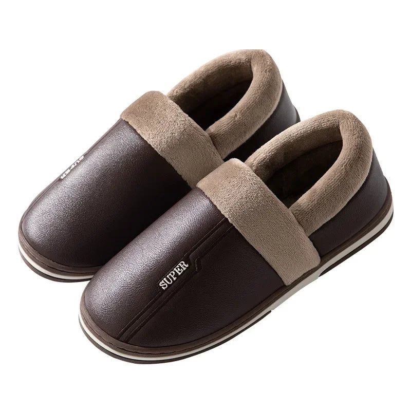 COZOKC Men Winter Warm Slippers Non Slip Furry Slipper