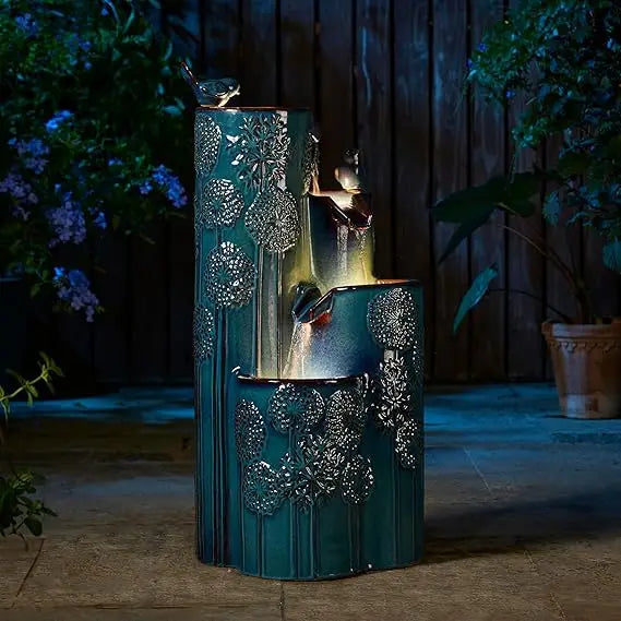 Glitzhome Outdoor Water Fountain With LED Lights And Pump