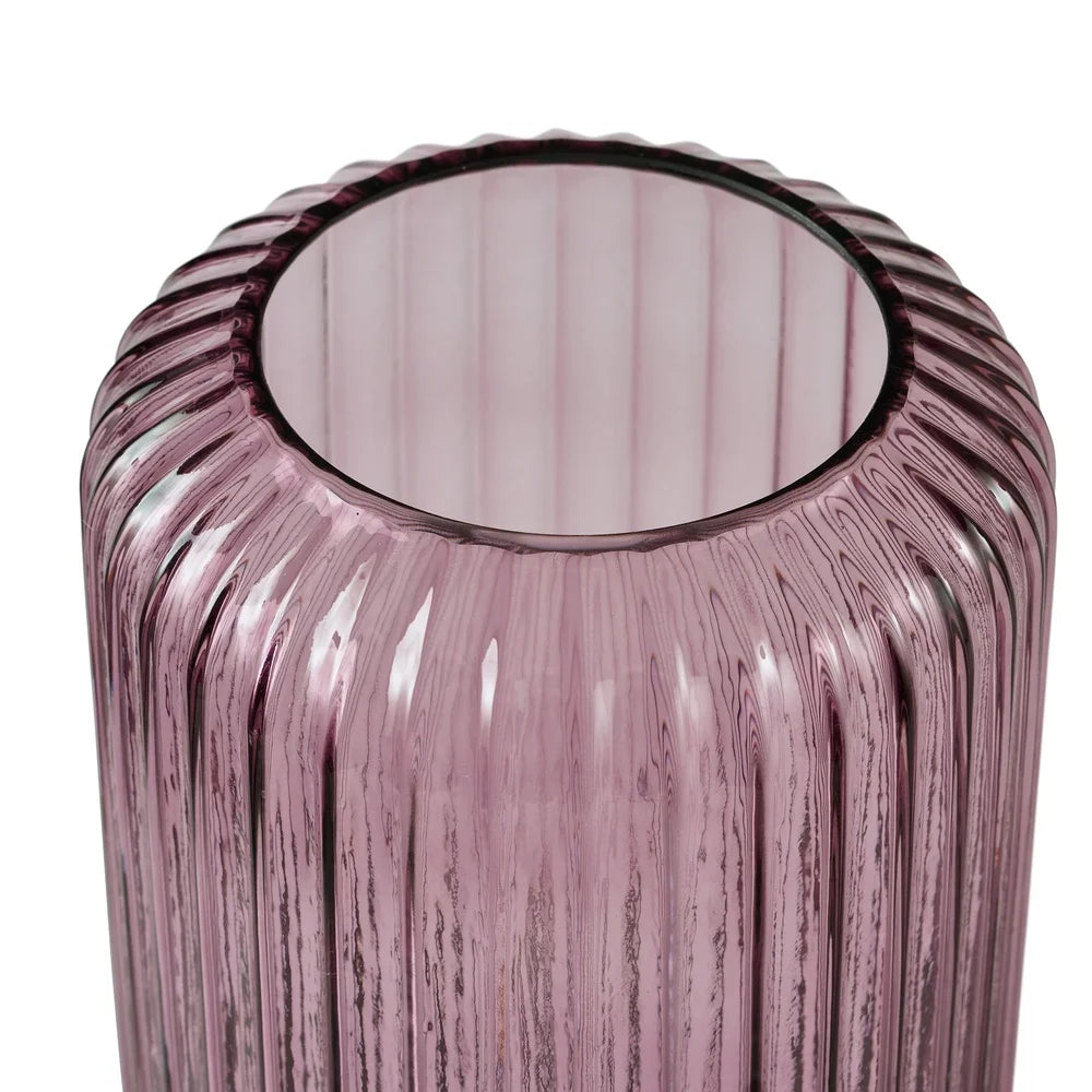 XMSJH Modern Ribbed Cylinder Glass Vase Table Decor