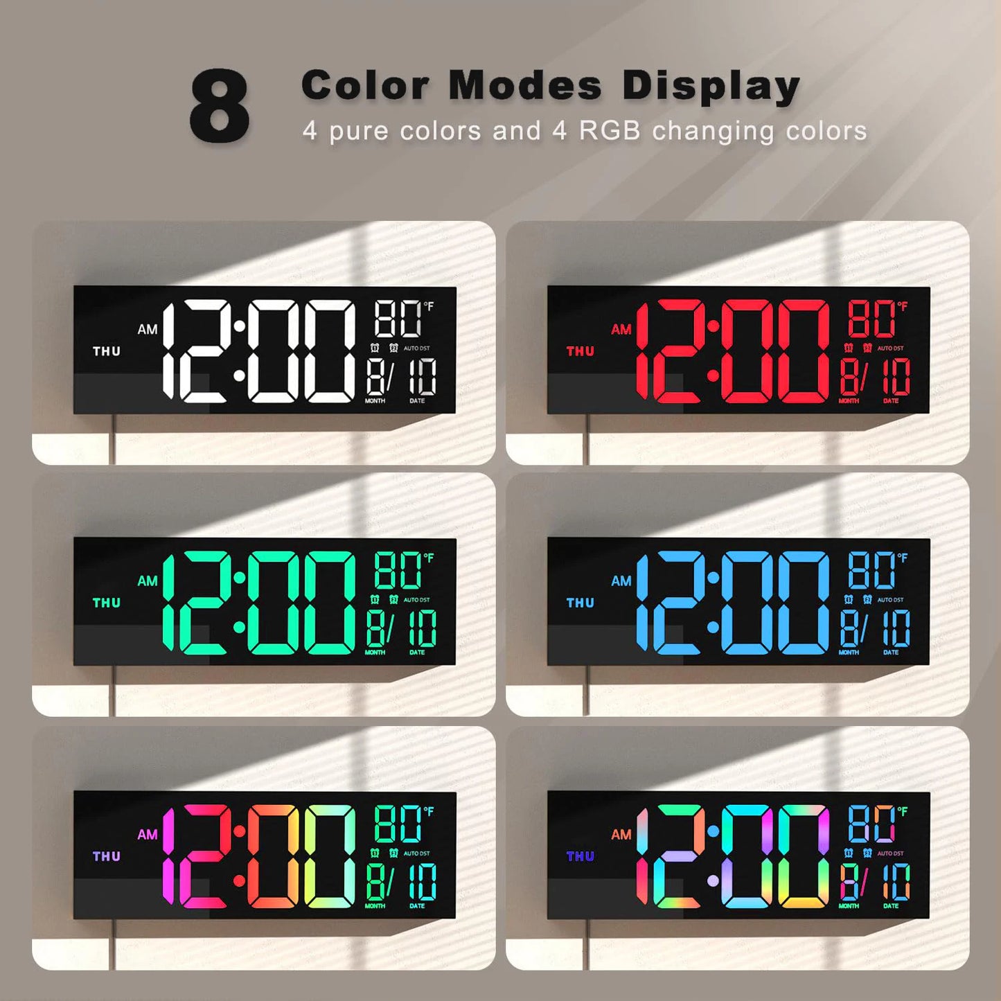 Hignconcerned Digital Wall Clock With Large LED Display