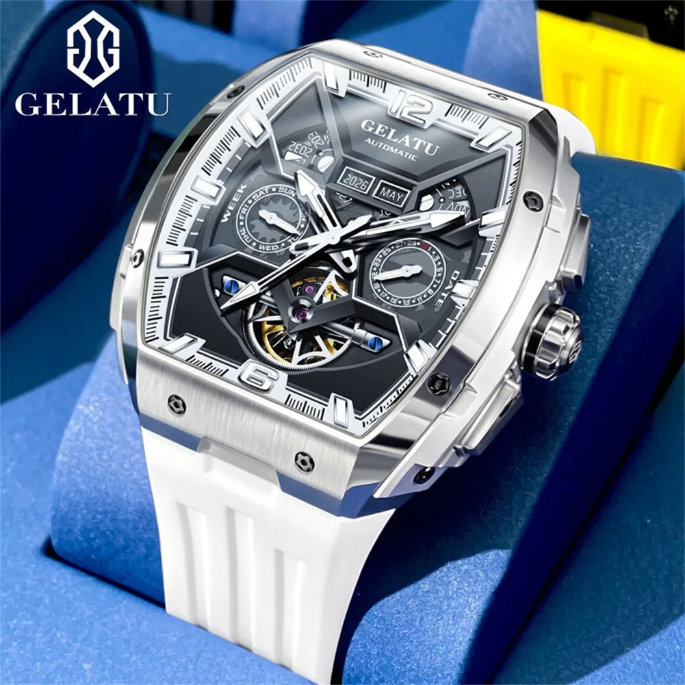 GELATU 6013 Watch For Men Waterproof Dual Calendar Silicone