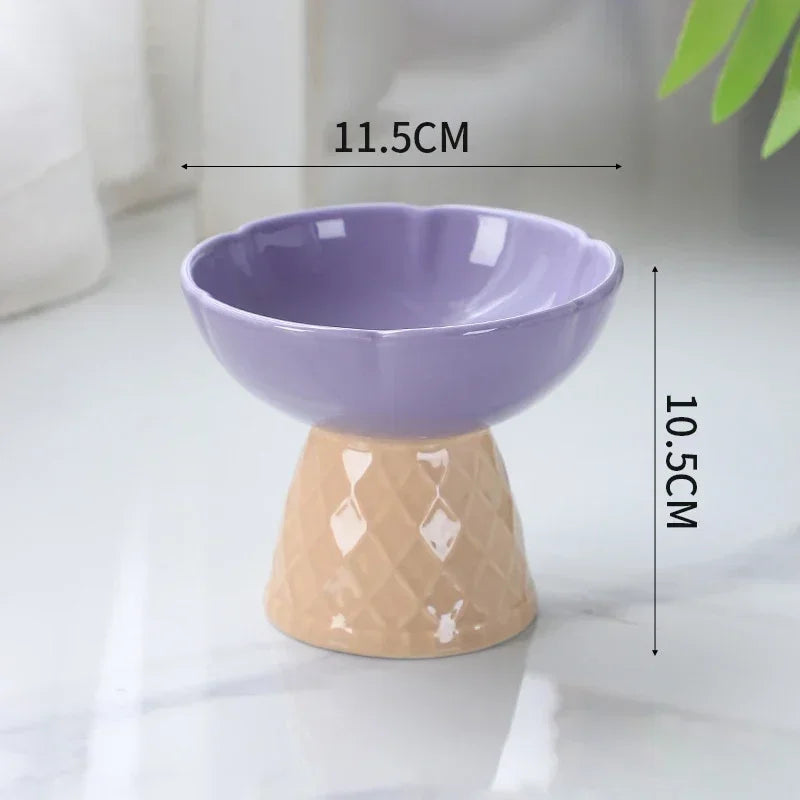Elevated Cat Raised Ceramic Bowl For Pet Food And Water