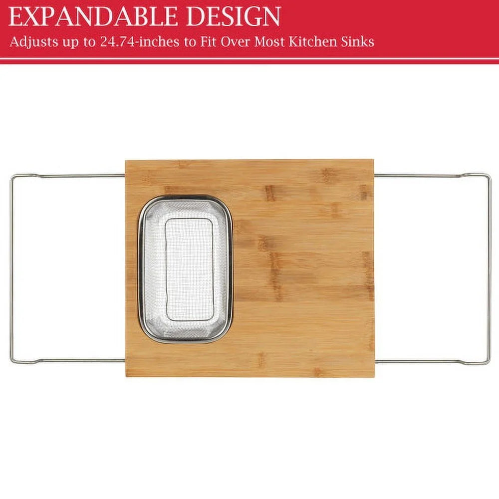 XMSJ 2 In 1 Bamboo Cutting Board With Removable Strainer