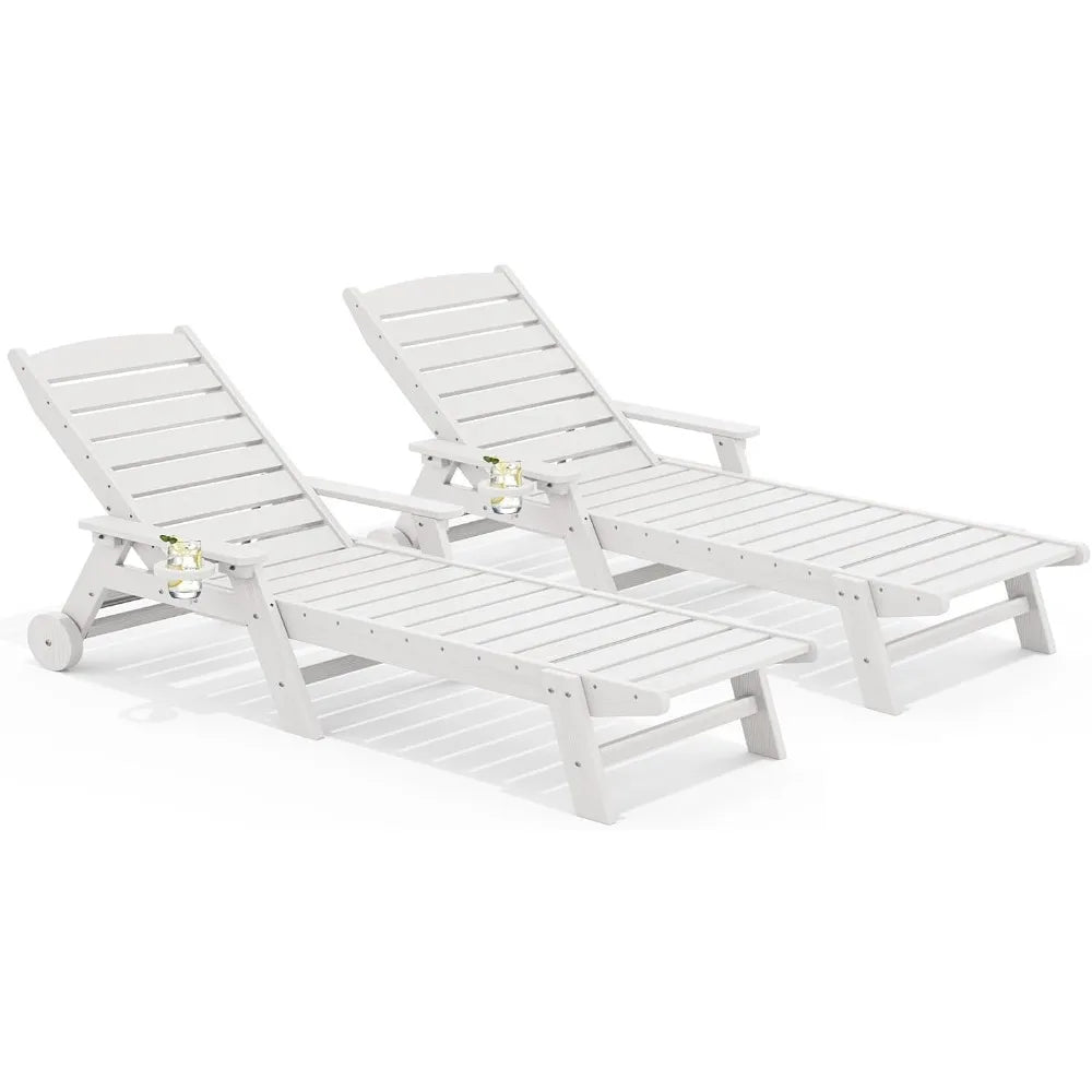 Hign-concerned Patio Chaise Lounge Set Of 2 HDPE Loungers