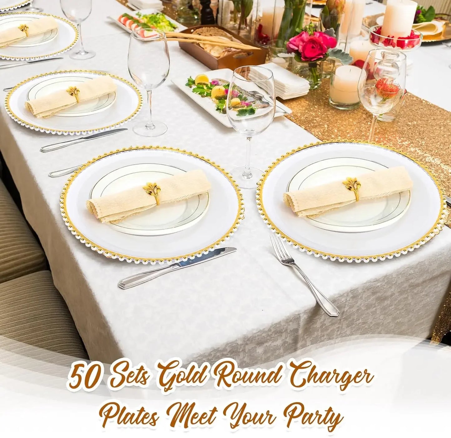Hign-concerned Clear Beaded Charger Plates Set of 50