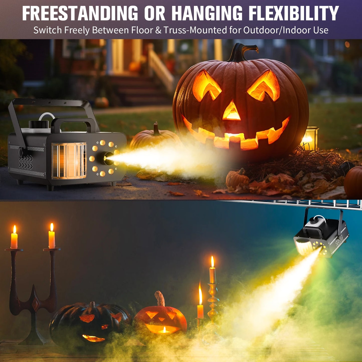 Datewink 1200W RGB 9LEDs Stage Lighting Fog Machine