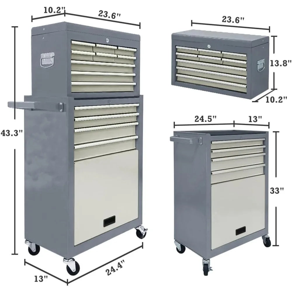 13-Drawer Rolling Tool Chest With Detachable Chests Lock