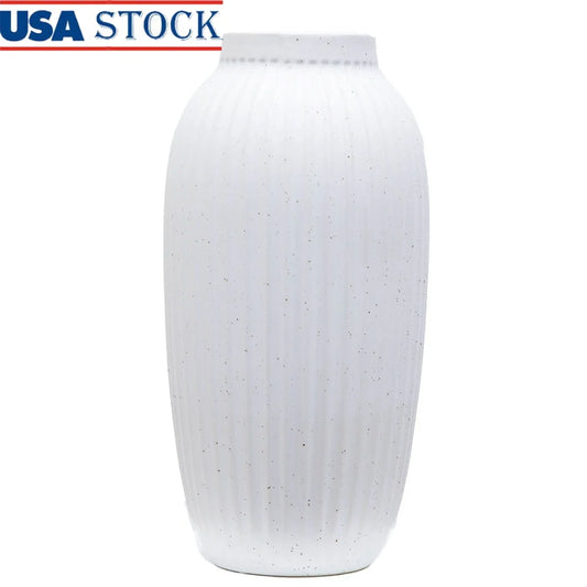XMSJ Indoor Ribbed Ceramic Vase Speckled Accent Decor