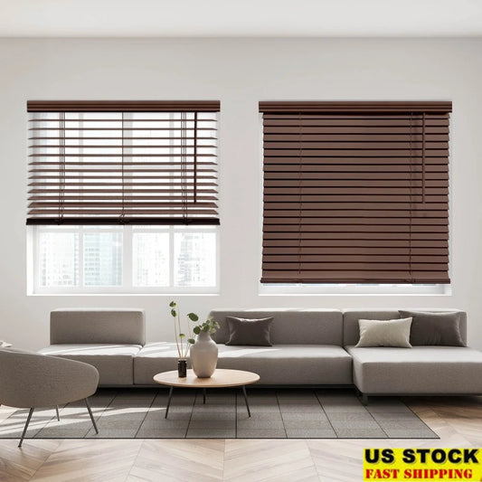 DUTRIEUX Cordless Faux Wood Blinds Room Darkening Slats