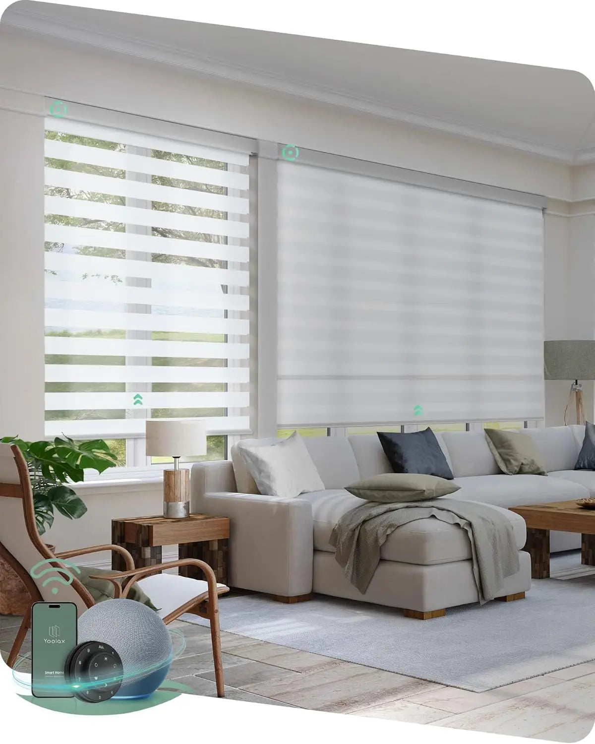 XMSJ Motorized Zebra Blinds With Remote And Voice Control