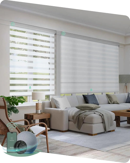 XMSJ Motorized Zebra Blinds With Remote And Voice Control