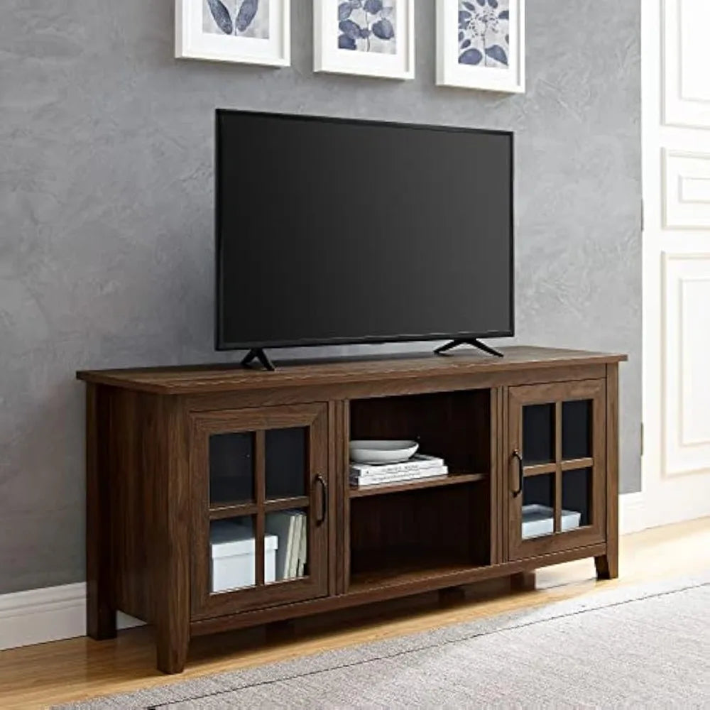 Dakota Modern Farmhouse Glass Door TV Stand with Shelves