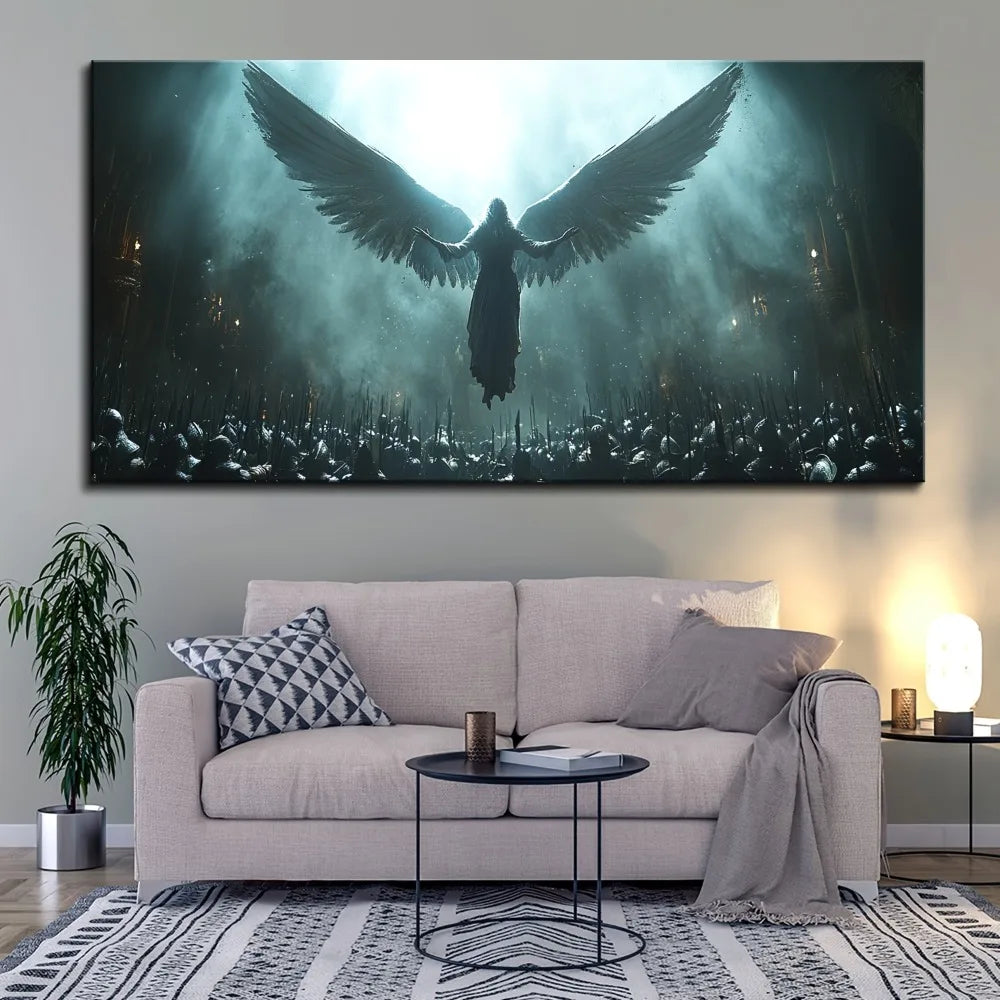 Dream Angel Canvas Wall Art With Pine Wood Frame Decor