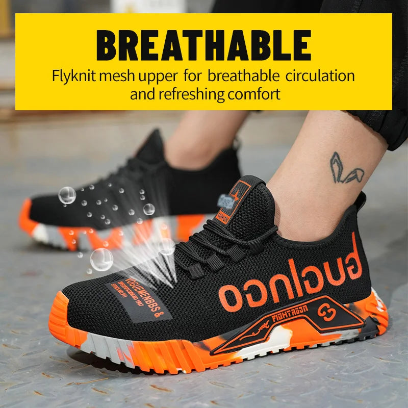 Men Safety Shoes Anti Smash Puncture Soft Sole Fabric Upper
