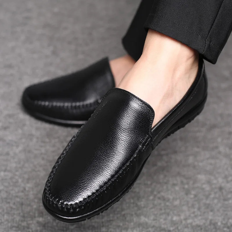 BPOXE Mens Designer Leather Driving Shoes All Season