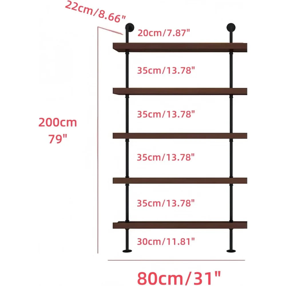 TANGXU 5 Tier Industrial Wall Mounted Wine Rack Shelves