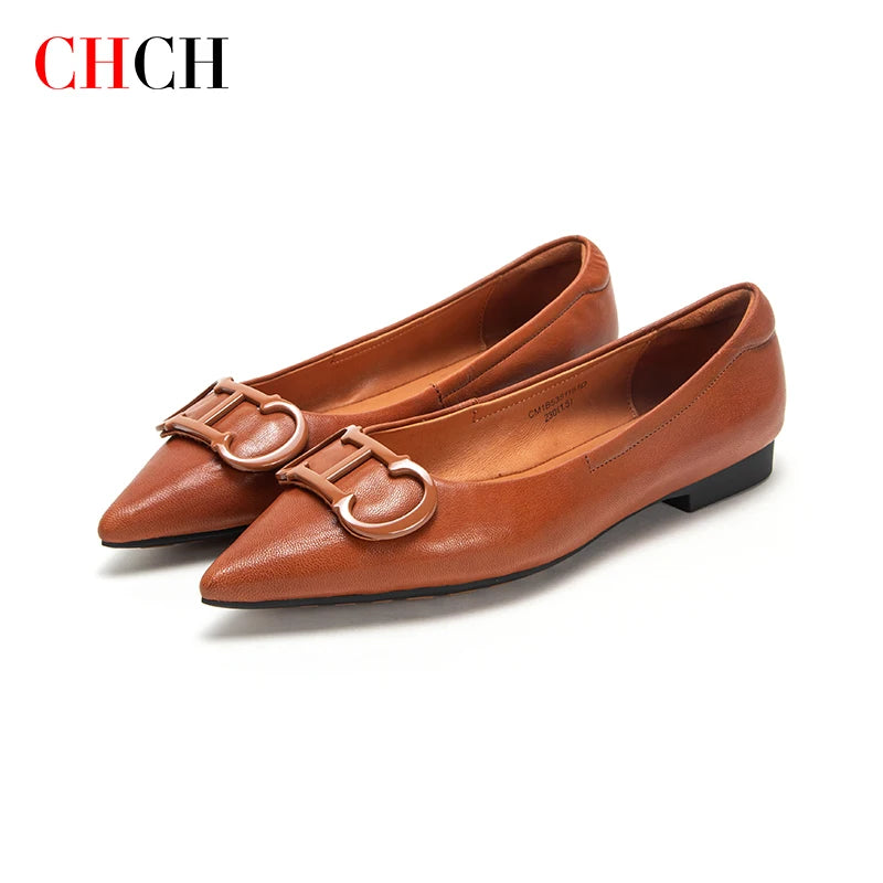 CHCH Classic Retro Flats for Women Pointed Toe Shoes