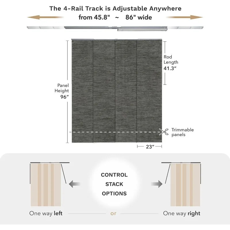 Blackout Adjustable Vertical Blinds Privacy Shades Patio