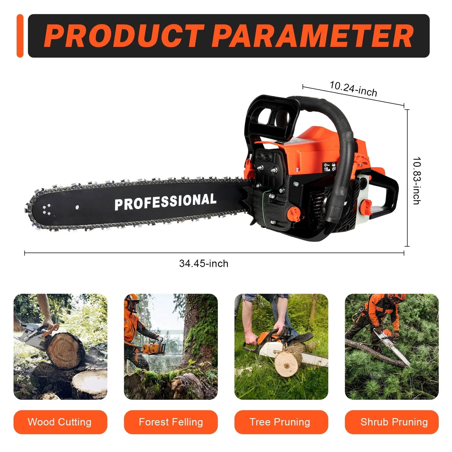 BymaocarDIY Gas Powered Top Handle Chainsaw For Woodcutting