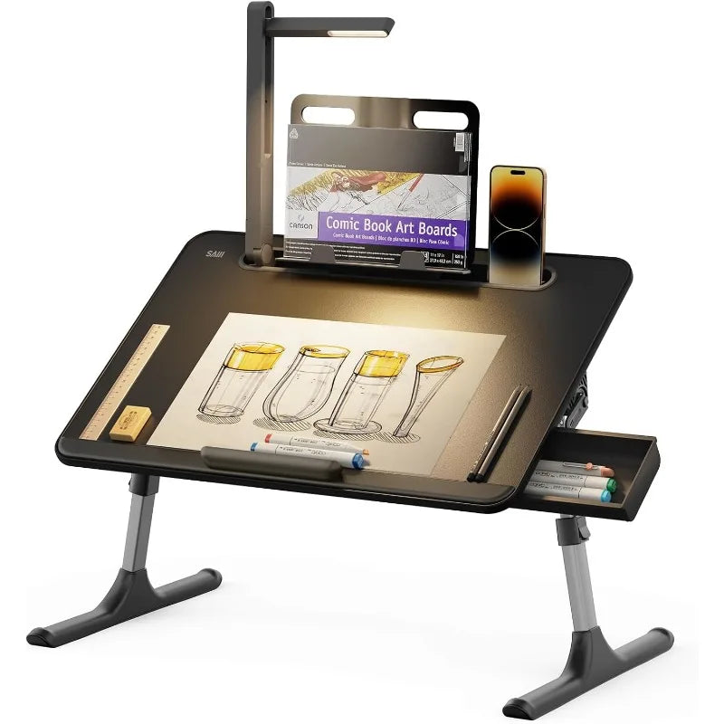 Hignconcerned Laptop Bed Desk With LED Light And Book Stand