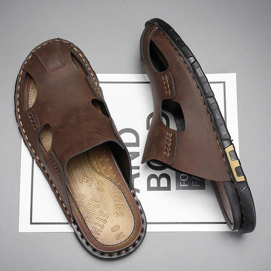 Fujian Mens PU Leather Slippers Luxury Sandals Collection