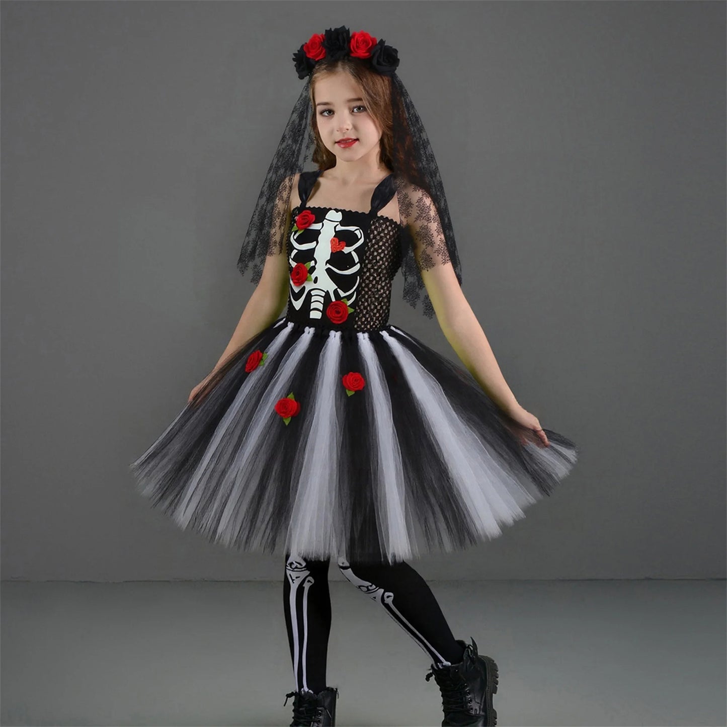 Guangdong Gothic Bride Kids Halloween Costume With Veil