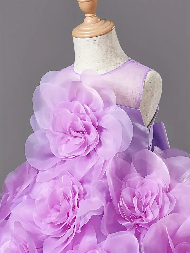 Guangdong Girls Princess Sleeveless Floral Party Ball Gown