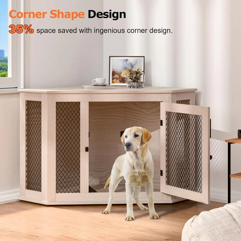 XUYUAN Dog Kennel Furniture End Table With Mesh Indoor
