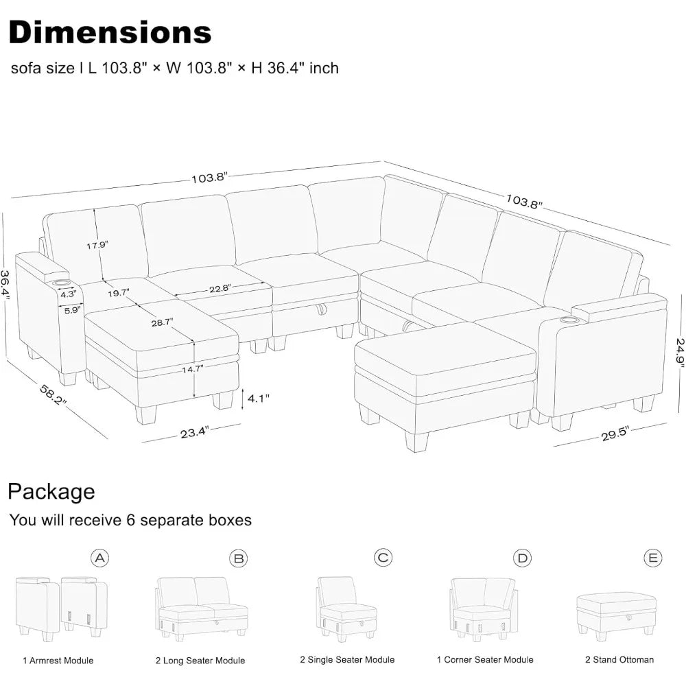 Complete Home And Apparel Modular Sectional Sofa Couch