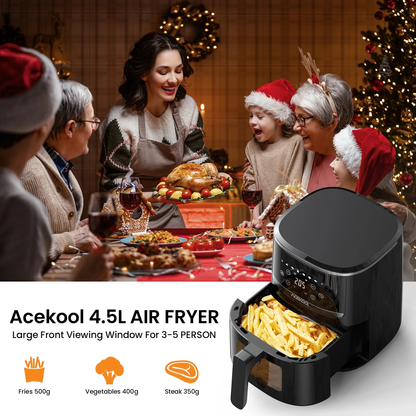 Acekool Air Fryer Toaster Oven Combo with 8 Presets