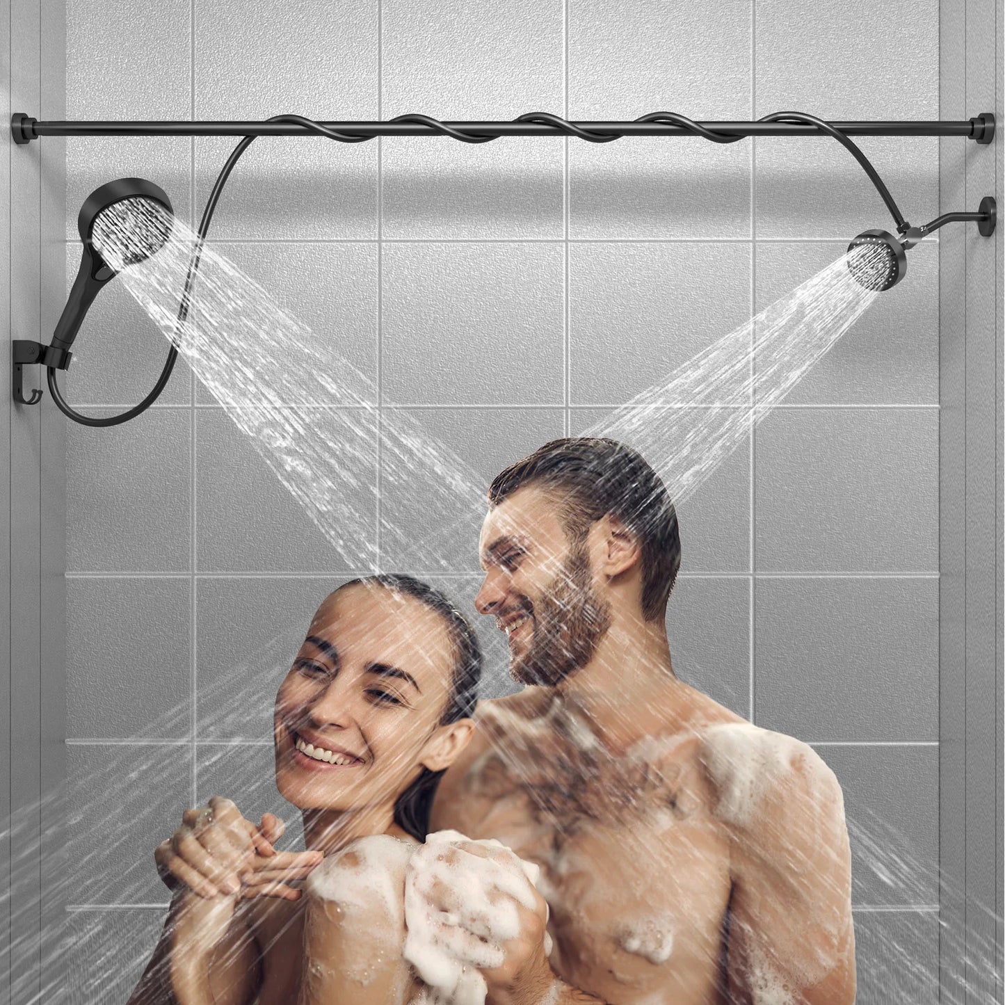 Hign-concerned Tandem Shower Head For Couples Dual System
