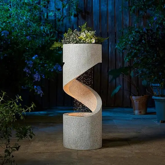 Glitzhome Tiered Outdoor Water Fountain With LED Lights