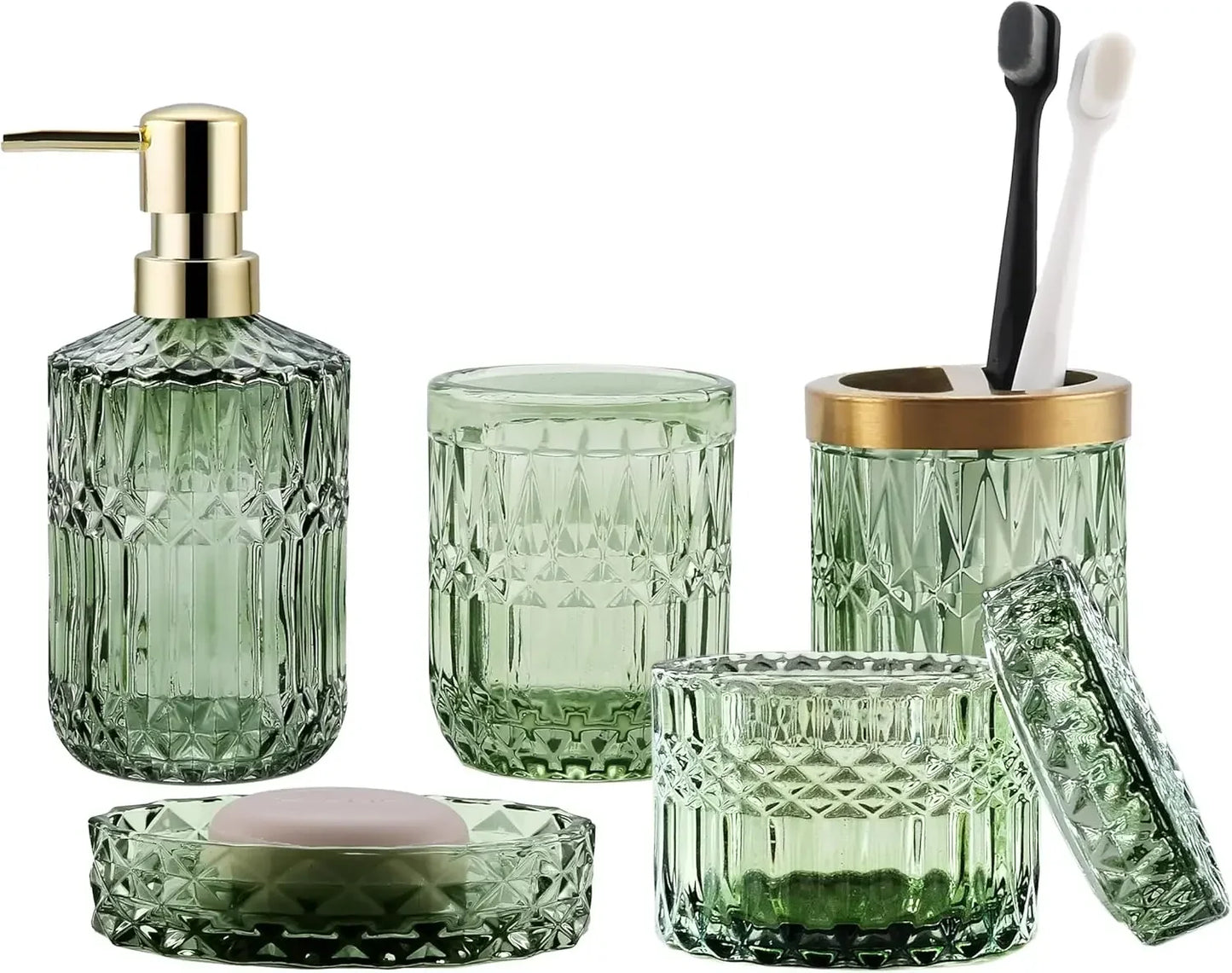 Hign-concerned Glass Bath Accessories Soap Dispenser Set