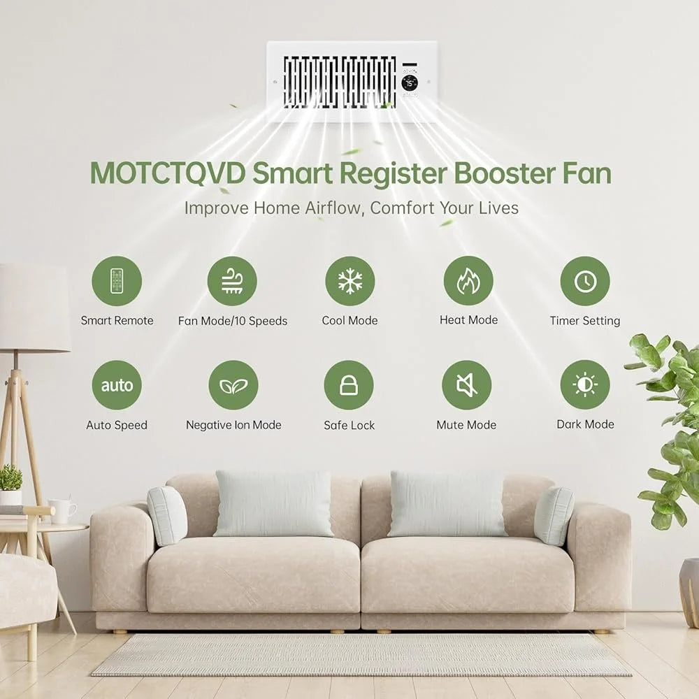 XMSJ 10 Speed Vent Booster Fan Smart Control Quiet Airflow
