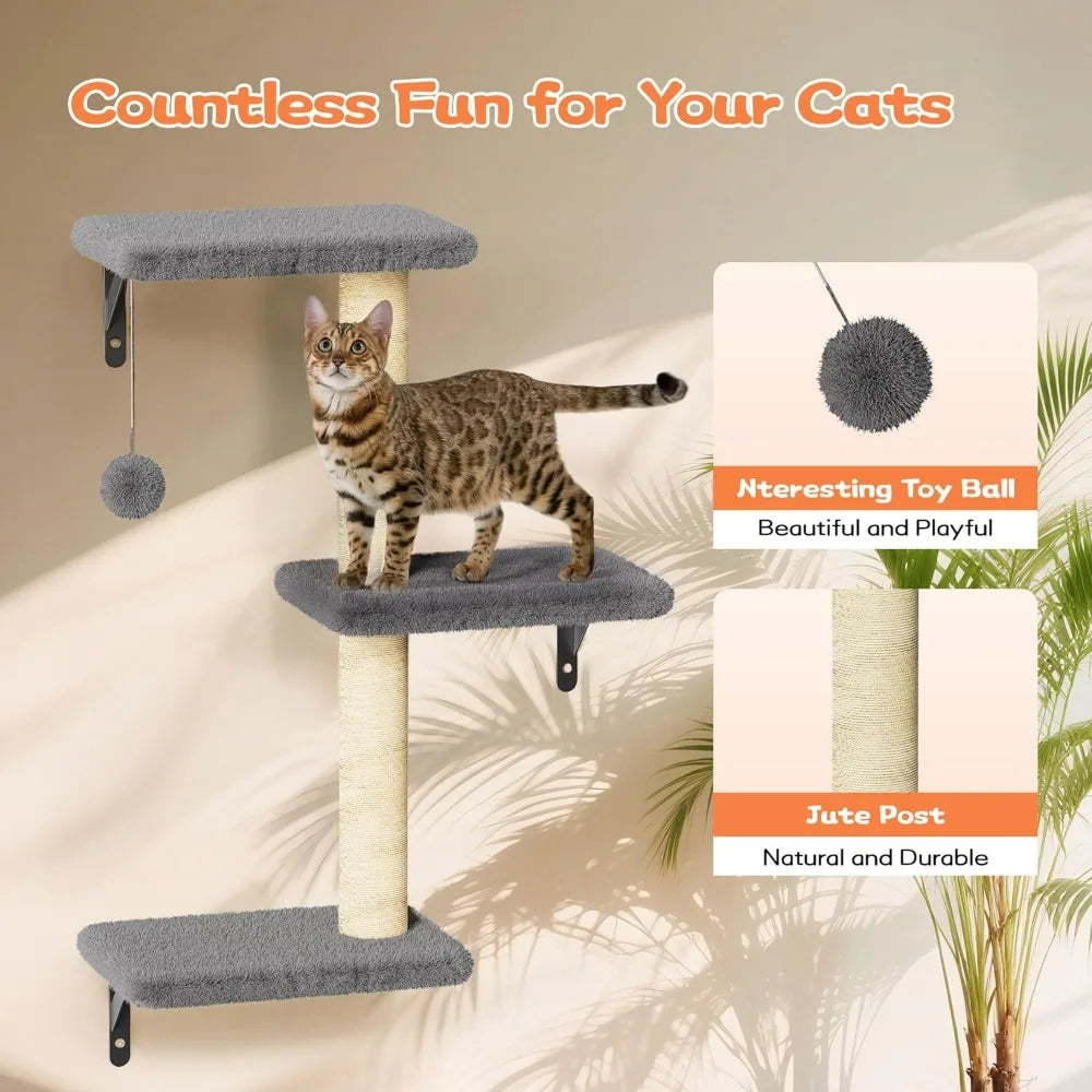 Hign Concerned Cat Wall Shelves Wooden Climber Plus