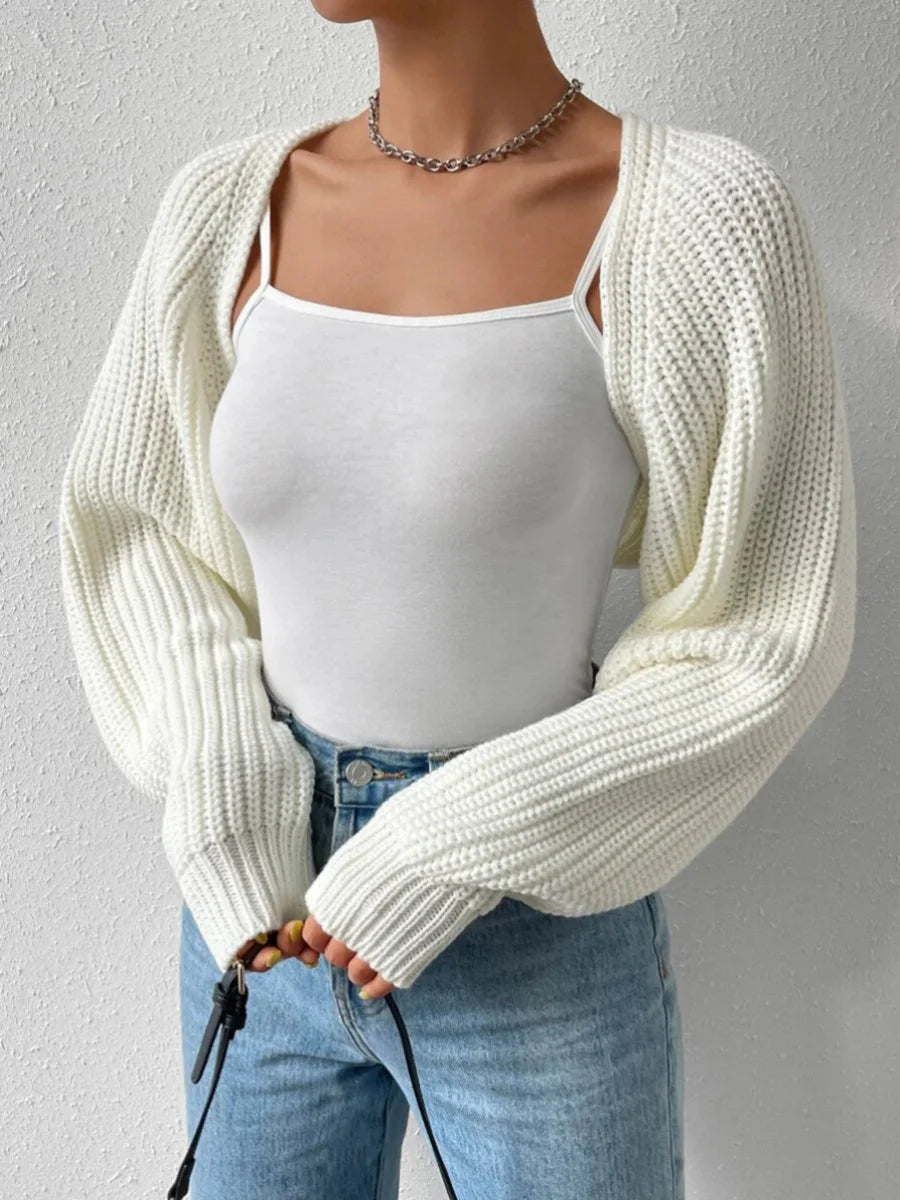 Hirigin Women Open Front Cropped Cardigan Long Sleeve Shrug