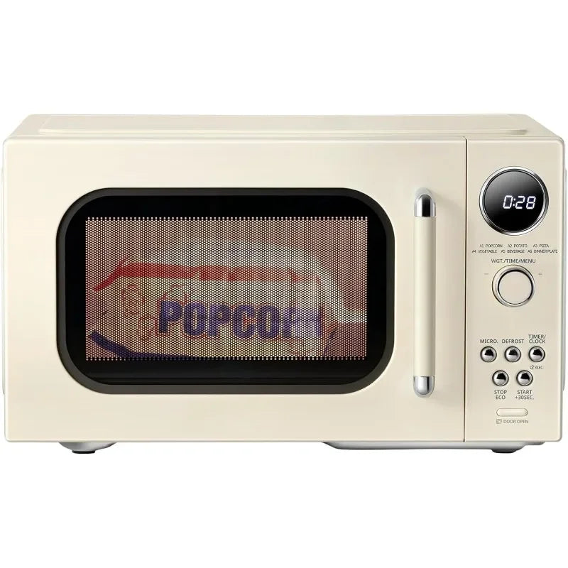 Retro Countertop Microwave Oven With 9 Preset Programs Mute