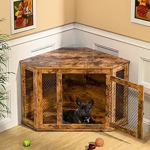XUYUAN Dog Kennel Furniture End Table With Mesh Indoor