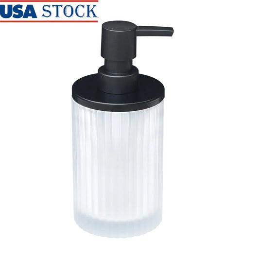 XMSJH Ribbed Glass Soap Pump With Metal Accent Dispenser